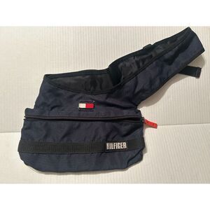 Tommy Hilfiger Waist Navy Blue Fanny Pack Hip Bag 90s Y2K Unisex Canvas Purse